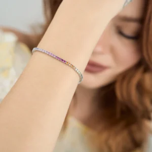 BRACCIALE TENNIS ARCOBALENO IN ARGENTO 925