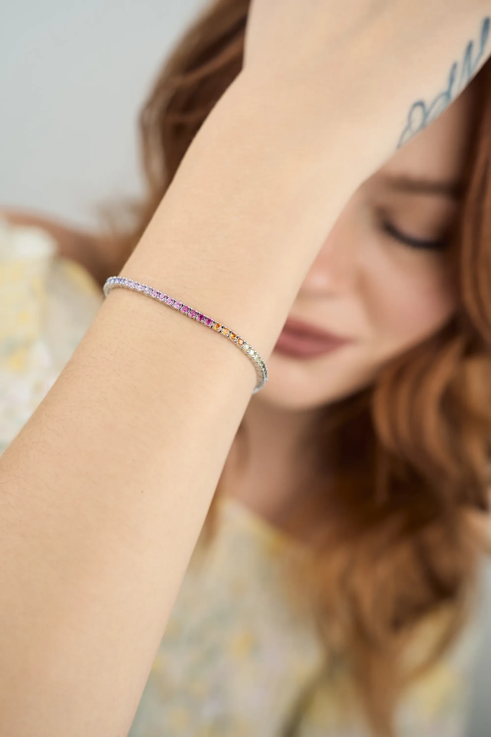 BRACCIALE TENNIS ARCOBALENO IN ARGENTO 925