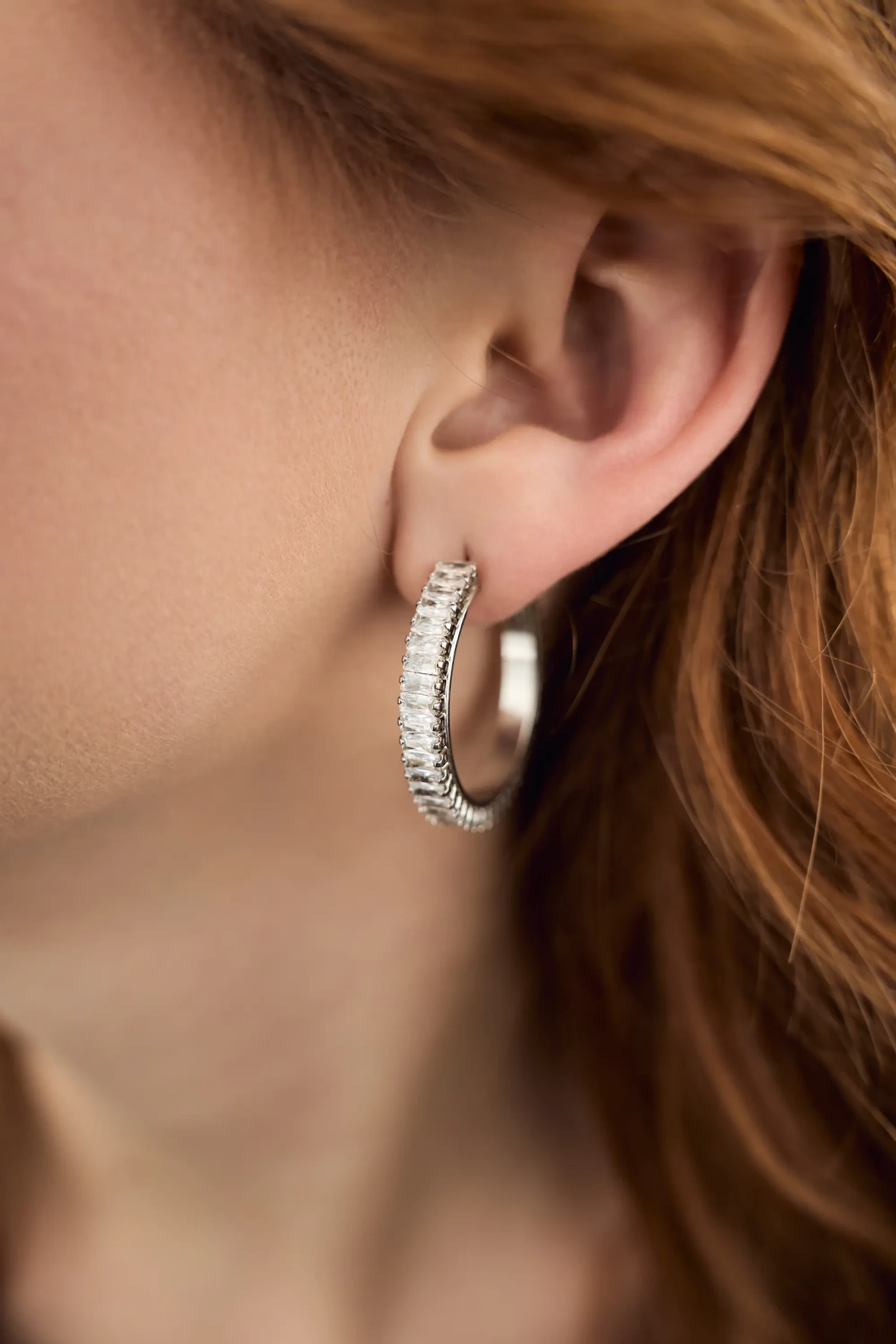 Orecchini Cerchi Baguette