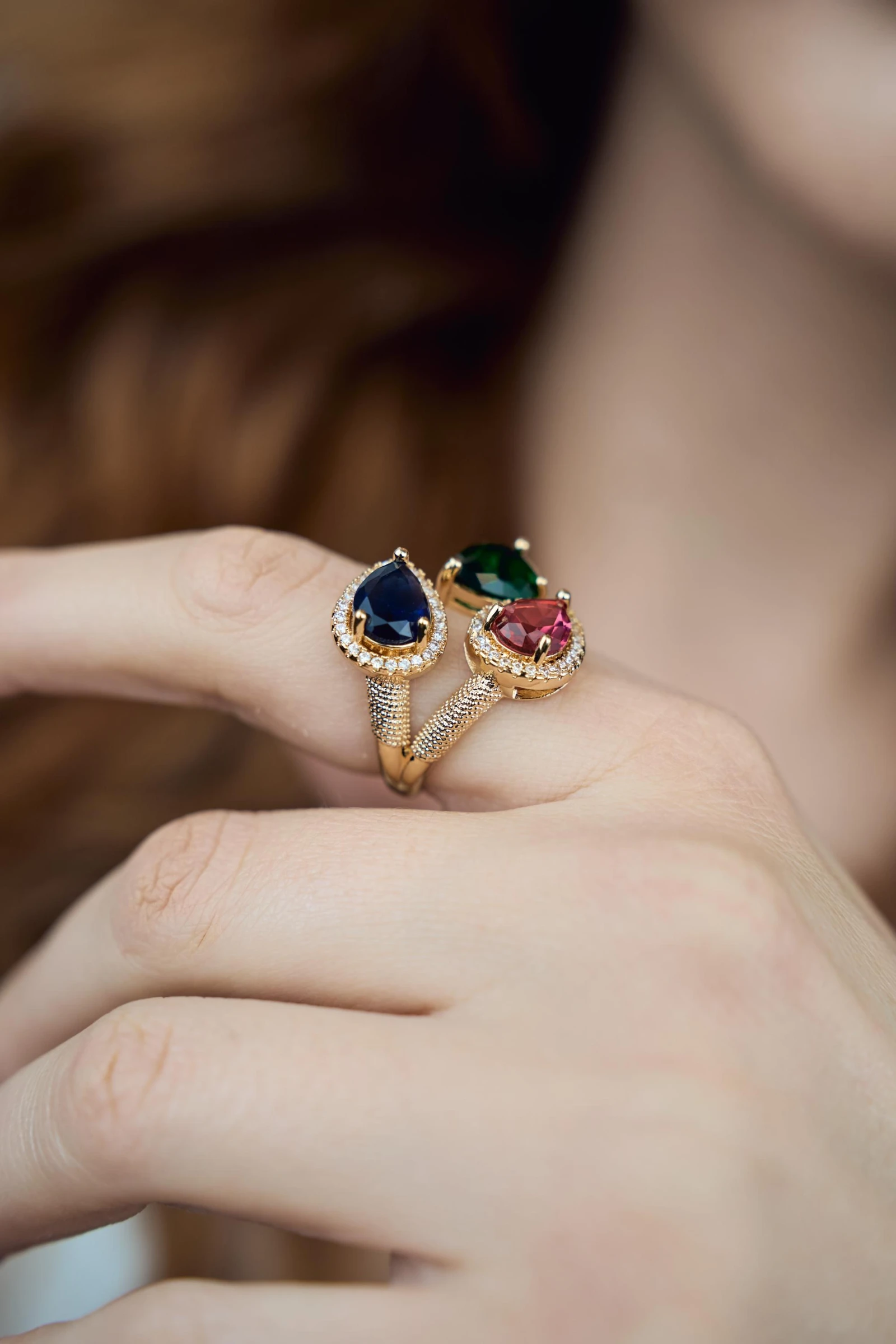 Anello Tris Di Pietre