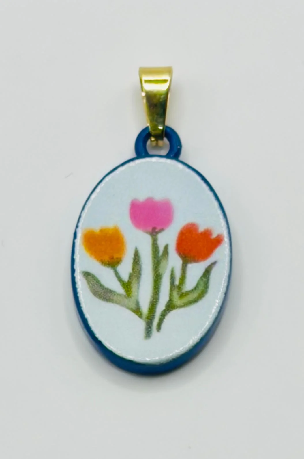 🌷 Ciondolo Dipinto Prezioso – Tulipani