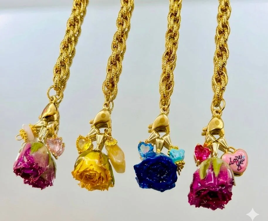 Bracciale con Rosa color magenta