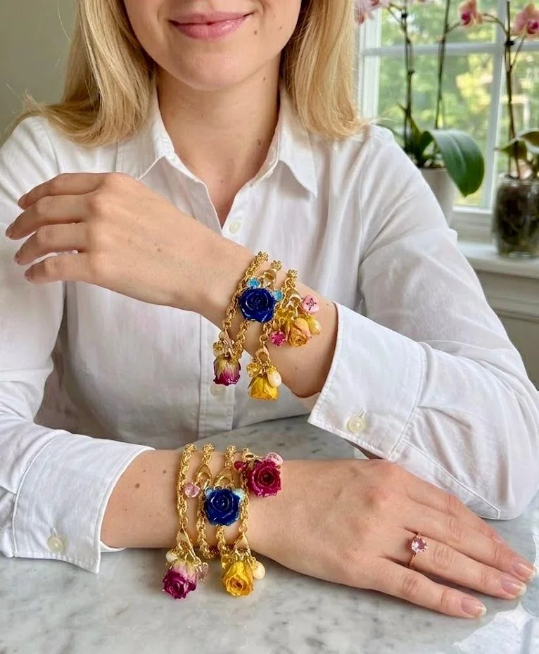 Bracciale con Rosa color magenta