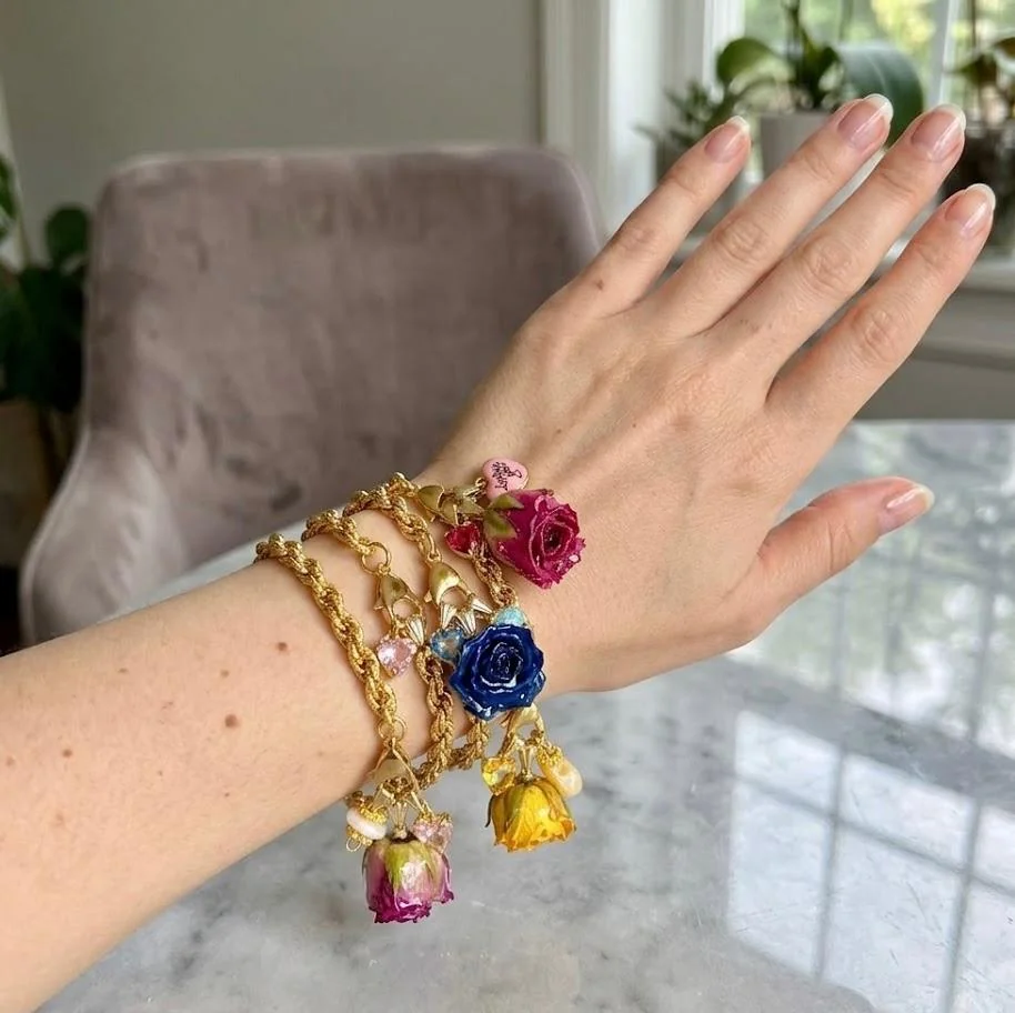 Bracciale con Rosa color magenta