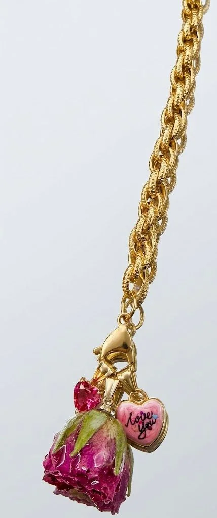 Bracciale con Rosa color magenta