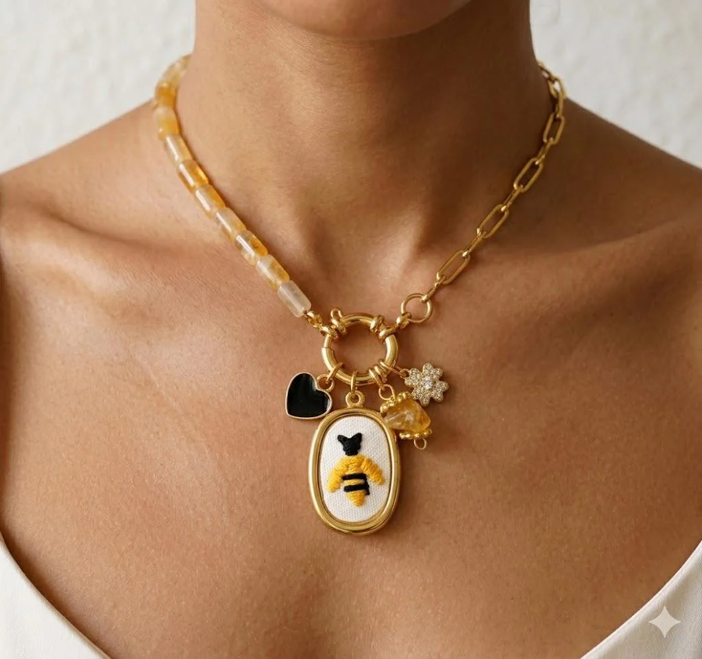 Linea Apetta – Collana metà in Acciaio e metà in Pietra Dura
